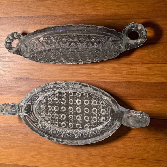 2 (Two) Nucut Doubled Handled Olive Relish Dishes - Picture 2 of 4